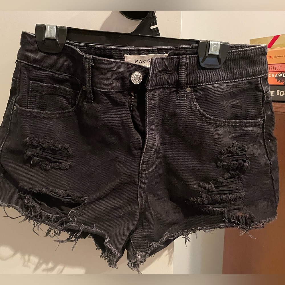 PacSun Black Denim High Rise Short. Size 23